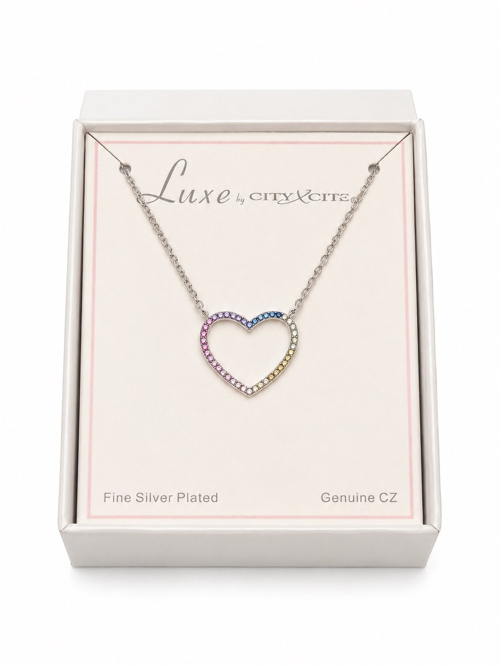 Dainty Rainbow Heart Necklace • NEW IN BOX
